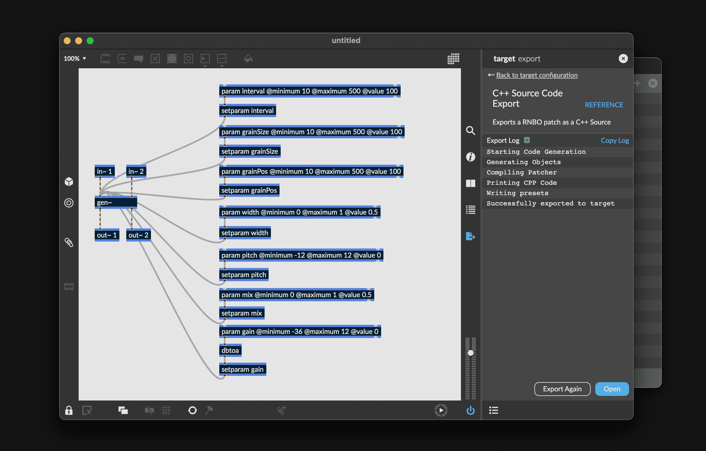 Click on Export to Selected Target button